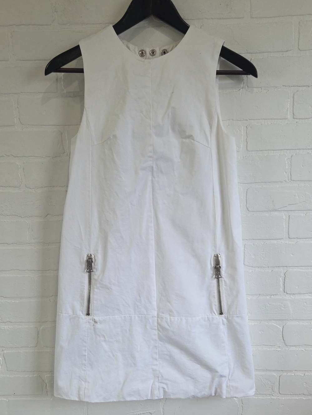 Acne White Zippered  Shift Dress ** Damaged